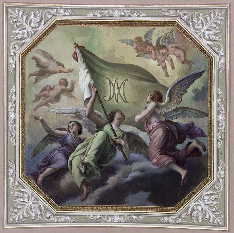 Angeli con l'emblema mariano - 1866 -affresco - chiesa di Santa Maria Immacolata delle Grazie - Bergamo